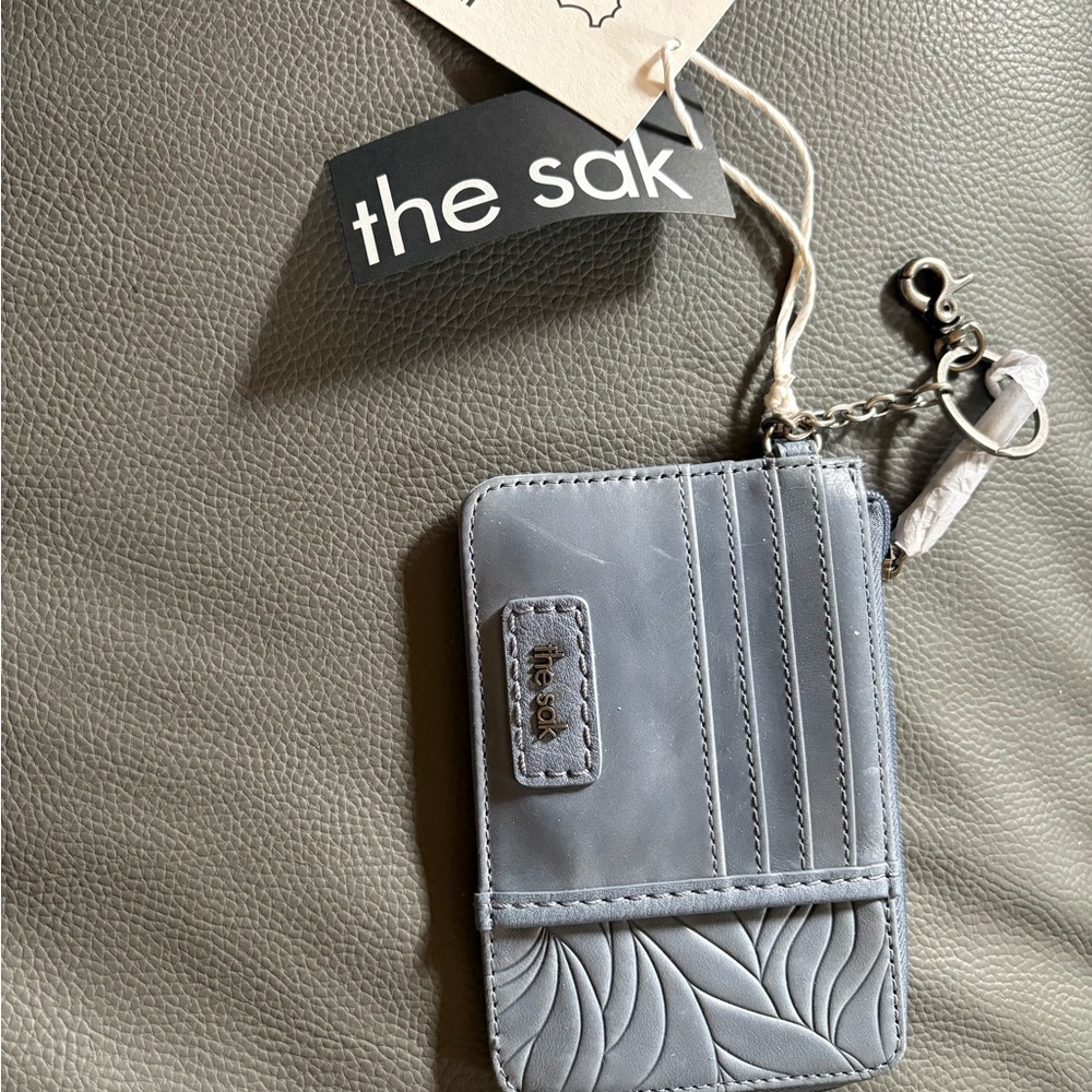 The Sak Gray/blue Card Wallet and id holder